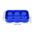 thumbnail image 5 of Molde de silicona para hacer bolas redondas, bandeja para cubitos de hielo, 6 cavidades, molde para dulces y Chocolate, herramientas de cocina, color azul oscuro, 5 of 5