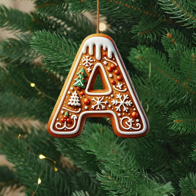 Hbdhejl 26 Alphabet Ornaments For Christmas Tree Candy Cane Initial Letter M Pendant With Berries Pattern Mini Hanging Decorations For Party Diy