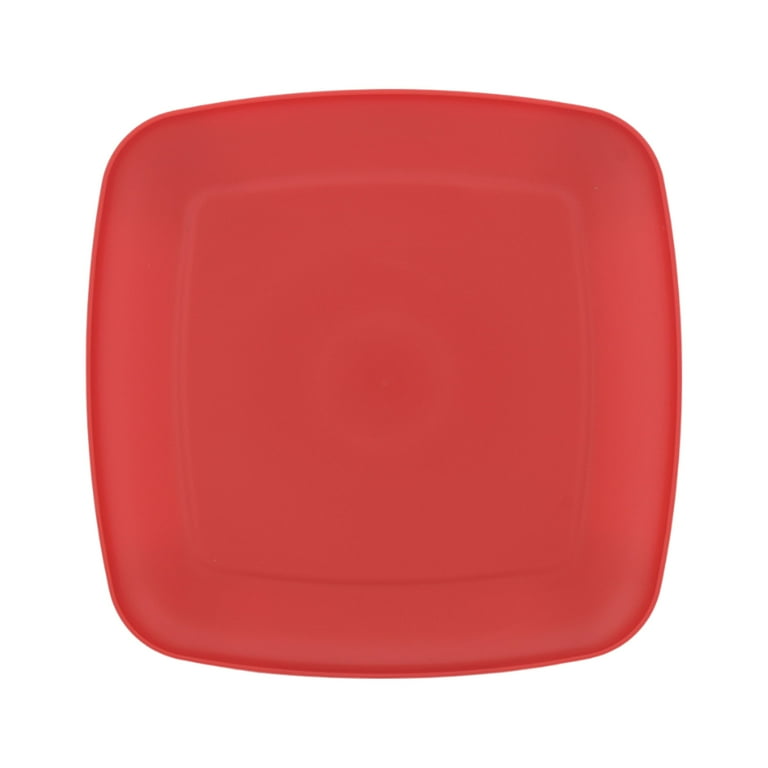 Mainstays Red Square Plastic Plate, 10-inch