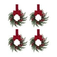 thumbnail image 2 of YIFUNIN 4pc 26cm Christmas Kitchen Cabinet Wreaths with Plaid Bow Ribbon, Mini Christmas Wreaths with Berries and Bow for Kitchen Window Outdoor Indoor Holiday Decor, 2 of 7