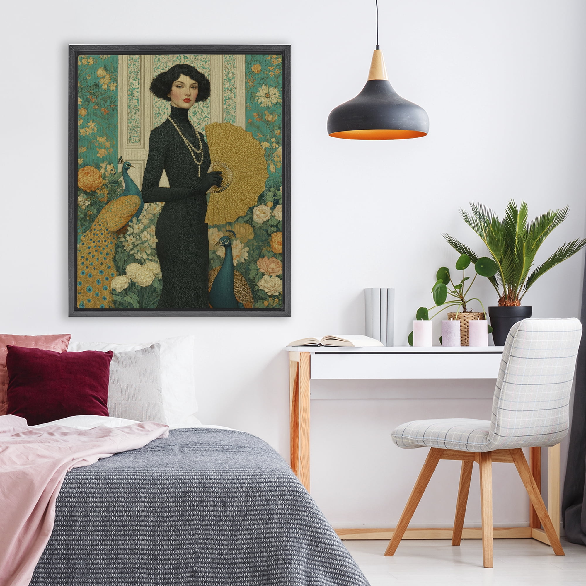 Stupell Industries Floral Velvet Reign Black Framed Floater Canvas Wall Art, design by A Barefoot Stylist