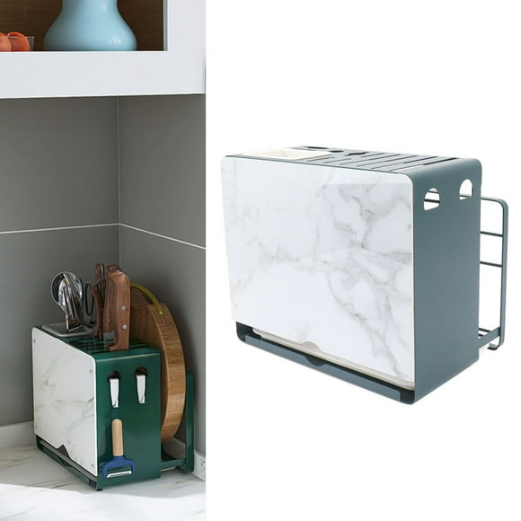 Knife Blocks, Non Drilling Multifunctional Knife Blocks Bottom Drain Hole Knife Holder for Kitchen Storage