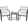 thumbnail image 3 of Devoko 3 Pieces Rocking Patio Furniture Sets，Wicker Outdoor Chair Set with Coffee Table for Balcony and Garden, White, 3 of 7