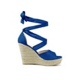 thumbnail image 3 of BLISSFUL STEP Women's Shoes Lace Up Espadrilles Platform Wedge Sandals Deep Blue 9, 3 of 8