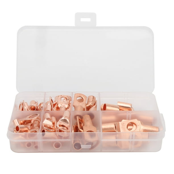 Eujgoov 60 piezas terminales de anillo de cobre terminales de cable de batería conectores de terminales de ojales de cobre conector de crimpado de cable eléctrico SC6-SC25 conjunto Ecomeon no