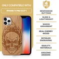 thumbnail image 7 of Case Yard Wooden Case Outside Soft TPU Silicone, Slim Fit Shockproof Wood Protective Phone Cover for Girls Boys Men and Women, Supports Wireless Charging Skull On Fire Design case for iPhone-11-Pro, 7 of 7