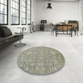 thumbnail image 4 of Ahgly Company Machine Washable Indoor Round Abstract Tan Brown Gold Area Rugs, 4' Round, 4 of 7