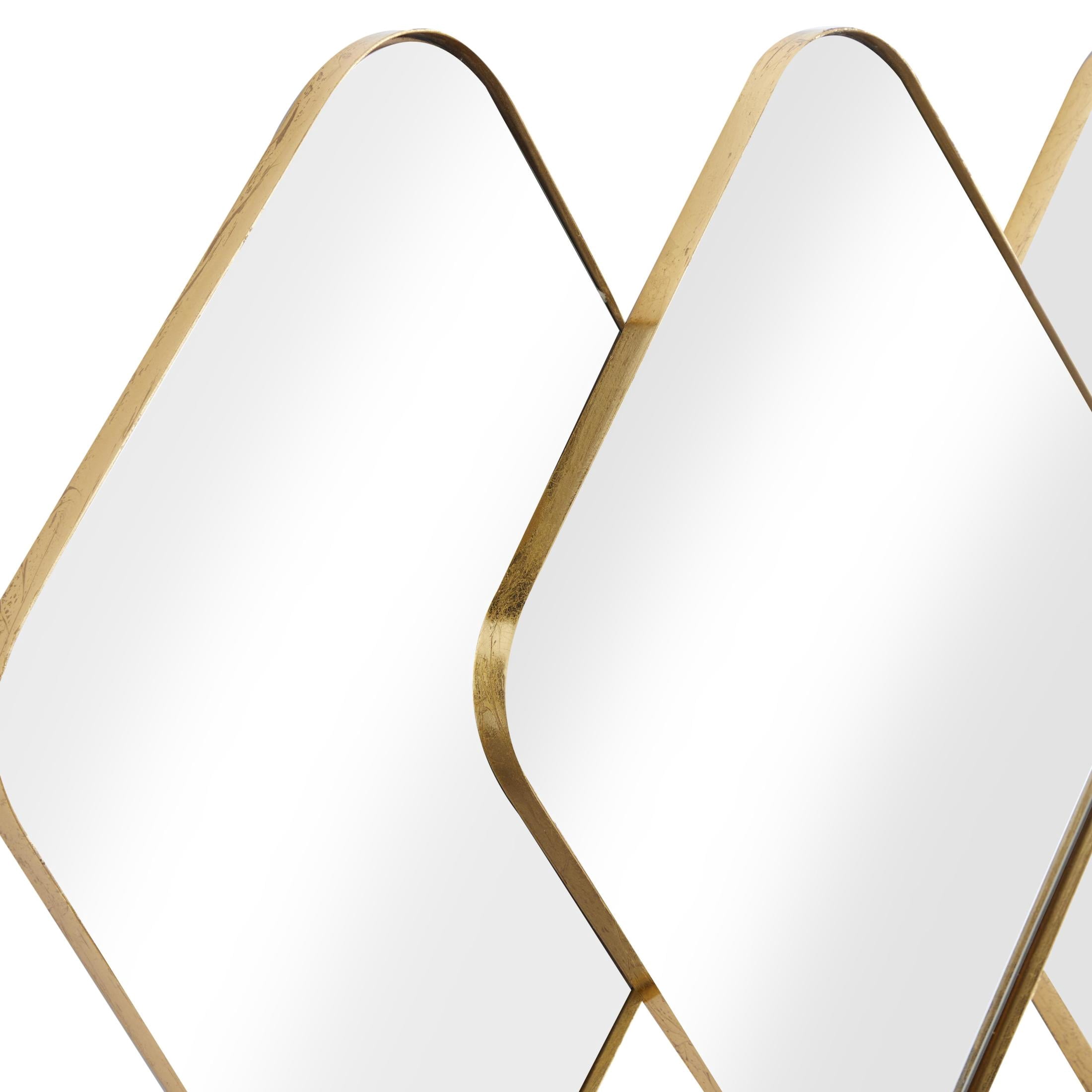 CosmoLiving by Cosmopolitan 43" x 28" Gold Overlapping Diamond Wall Mirror with Gold Frame