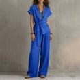 thumbnail image 5 of Women's 2 Piece Set, Round Neck Sleeveless Blouse with Loose Pocket Pants, Casual Linen Summer Outfit for Beach or Daily, 2026 New Limited-time Offer, 5 of 6