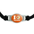thumbnail image 2 of I Love Sushi Roll Heart Novelty Suede Leather Metal Bracelet, 2 of 3