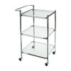 Organize It All Tempered Glass Rolling Kitchen Serving Cart