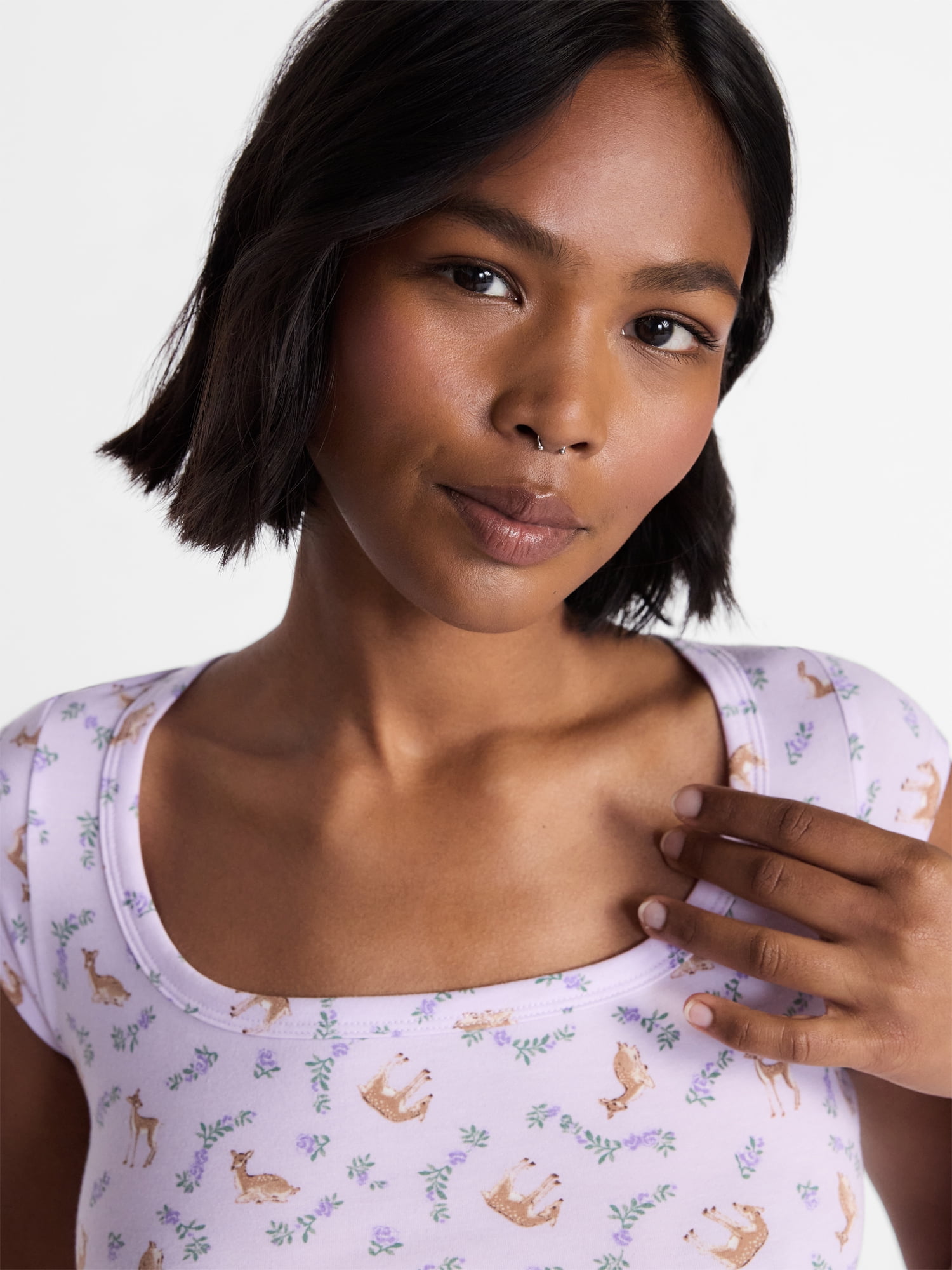 No Boundaries Cloud Core Sleepwear Scoop Neck Top, Women's XXS-3X
