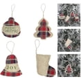 thumbnail image 3 of Adornos de tela para árbol de Navidad, decoración de arpillera navideña, adorno colgante de arpillera navideña con cuerda, decoración de árbol de Navidad para fiesta (4 unidades), 3 of 5