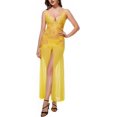 thumbnail image 1 of GERLOVE Lingerie Grande Taille pour Femmes Robe Longue Aguichant Fendue Jaune Taille Unique, 1 of 1