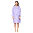 thumbnail image 2 of Casual Nights Women's Floral Snap Front Flannel Duster Long Sleeve Lounger Dress, 2 of 5