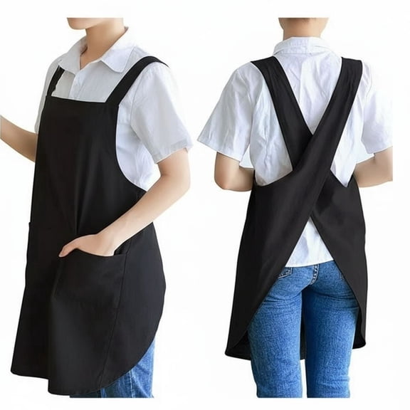 Kitchen Cooking Aprons for Women with Pockets Linen Cross Back Apron Unisex for Baking Painting Gardening