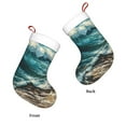 thumbnail image 3 of Daiia Blue Ocean Waves Print Christmas Stocking，18"Large Knitted Xmas Stocking for Kids, Family Stocking for Fireplace Christmas Holiday Party Decoration, 3 of 7