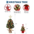 thumbnail image 2 of Mini Christmas Tree with Top Star & Lights, 12/24 Inch Tabletop Artificial Christmas Tree with Red Berries & Pine Cones for Home, Office, Apartment, 2 of 6