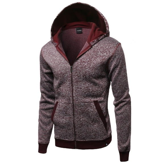 FashionOutfit Men's Fine Quality Plush Fleece Lined Zip up Hoodie Jacket