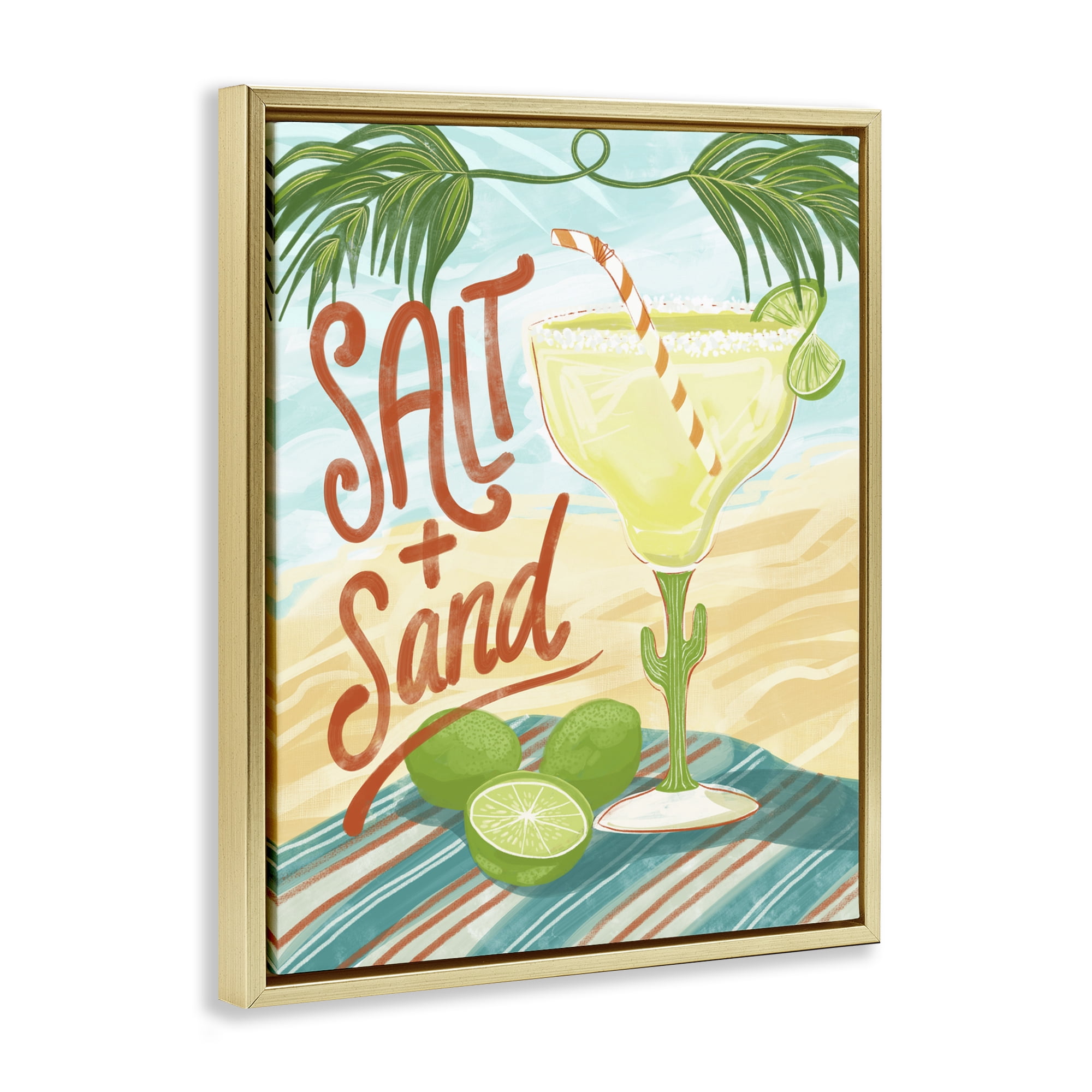 Stupell Industries Salt & Sand Margarita Gold Framed Floater Canvas Wall Art, design by Connie Summers