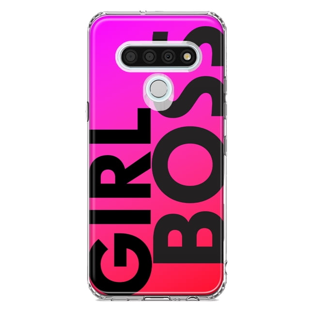 MUNDAZE LG Stylo 6 Shockproof Clear Hybrid Protective Phone Case Pink Clear Funny Text Quote Girl Boss Cover