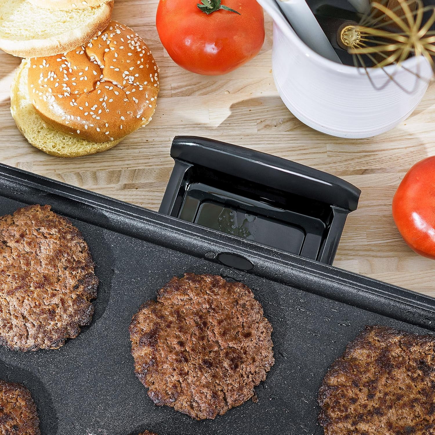bella Electric Griddle with Warming Tray - Smokeless Indoor Grill, Nonstick Surface, Adjustable Temperature & Cool-touch Handles, 10" x 18", Copper/Black