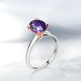 thumbnail image 4 of Gem Stone King 1.50 Ct Oval Checkerboard Purple Amethyst 10K White and Rose Gold Ring (Size 9), 4 of 4