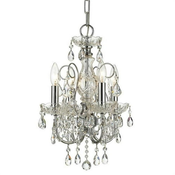 4 Light Mini Chandelier-Hand Cut Crystal Type-Polished Chrome Finish Bailey Street Home 49-Bel-1626906