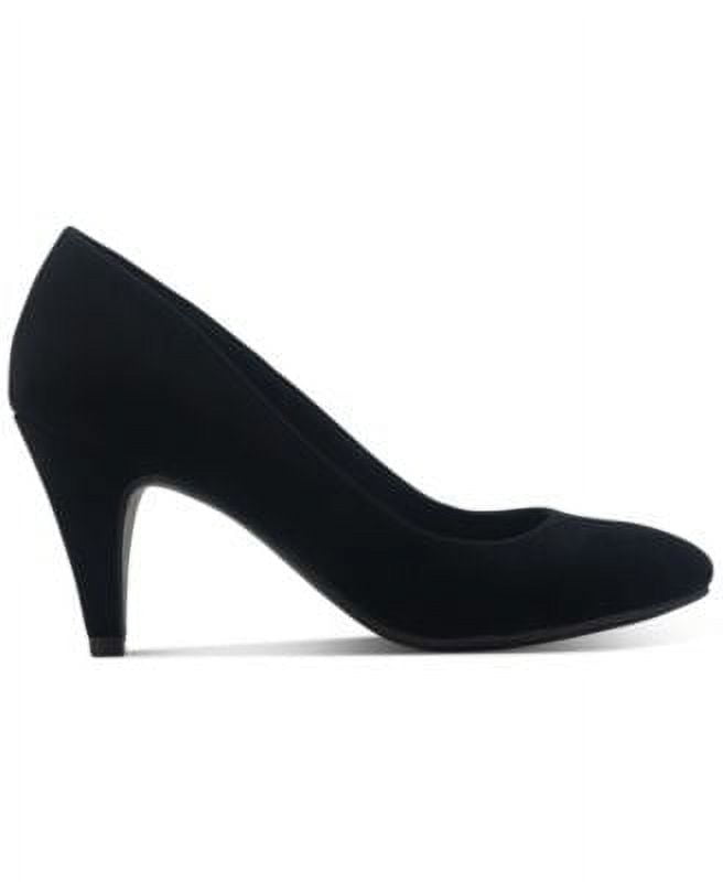 SUN STONE Womens Black Cushioned Breathable Felix Round Toe Cone Heel Slip On Dress Pumps Shoes 9 M