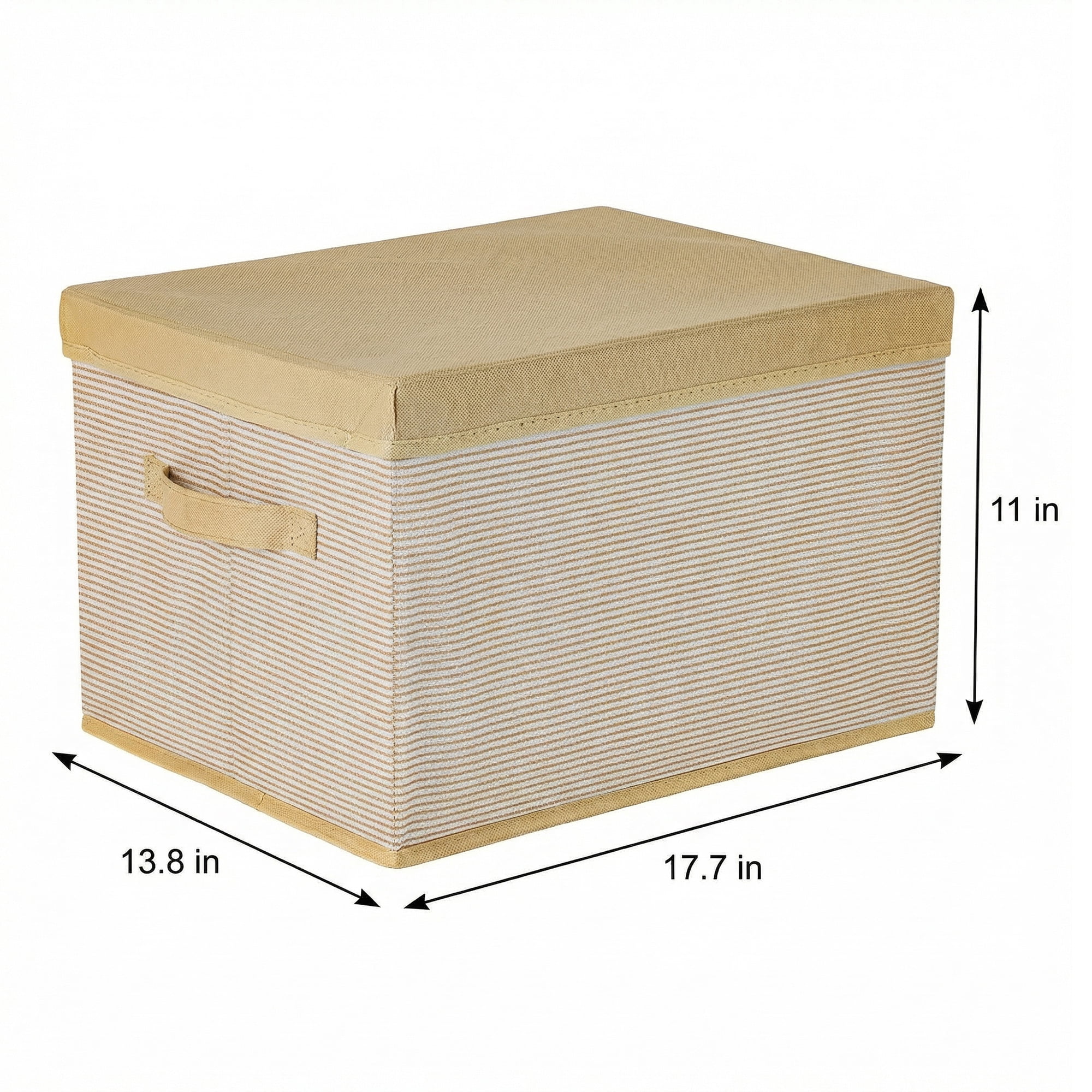 Unique Bargains Fabric Storage Bin with Handles and Lid Coffee 17.7*13.8*11in