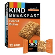 KIND Breakfast 100% Whole Grain Gluten Free Peanut Butter Snack Bars, 1.76 oz, 12 Count