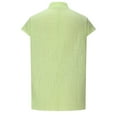 thumbnail image 4 of Cotton Linen Button Up Shirts for Women Dressy Casual Cap Short Sleeve V Neck Blouses Comfy Loose Fit Tops (M, Green), 4 of 6