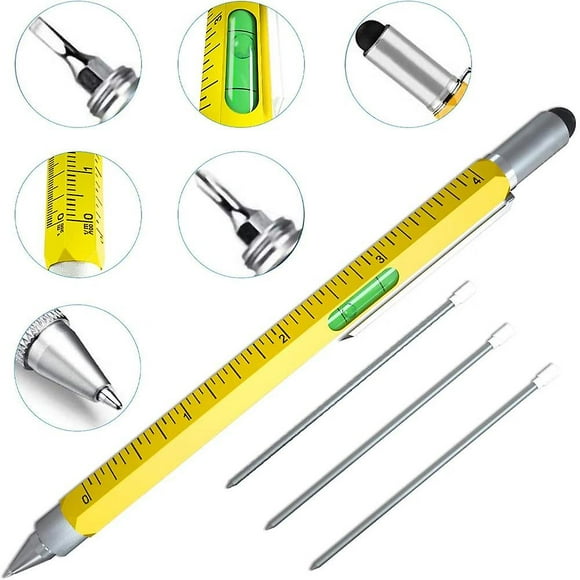 Cool Pen Gifts For Men, (yellow) Cutier 6-in-1 Multi Tool Tech Pen Gadgets Tools For Men , Personalized Gifts For Dad Or Him, Funny Gift