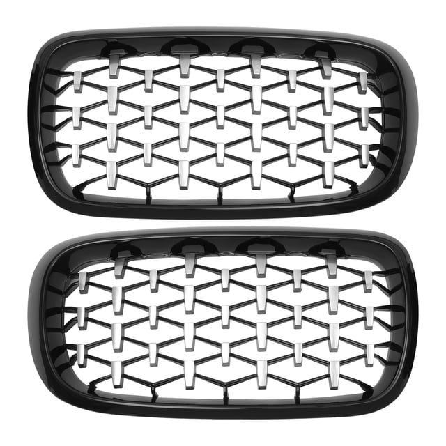 Parrilla de parachoques superior del capó delantero Unique Bargains para BMW X5 F15 2014-2016 Izquierda y Derecha 1 Par Negro Plateado