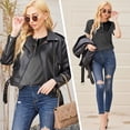 thumbnail image 5 of Htwon Summer Tops Women Causal Basic Plain T Shirt V Neck Short Sleeve Stretch Tee, 5 of 23