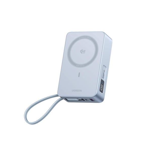 UGREEN MagFlow Power Bank Magnético de 20000mAh para MagSafe con Cable Integrado, Carga Inalámbrica Certificada Qi2 de 25W y Carga Rápida PD de 45W, Cargador Portátil para iPhone 17 Pro Max/16/15/14