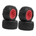 thumbnail image 1 of HILABEE 1:18 Scale RC Car Tires Wheels Accessories Direct Replaces Maintenance Components 4WD Parts Easy Installation Buggy Tires Rim Red, 1 of 9