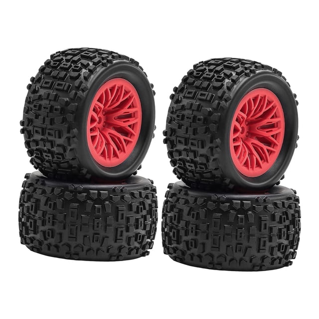 HILABEE 1:18 Scale RC Car Tires Wheels Accessories Direct Replaces Maintenance Components 4WD Parts Easy Installation Buggy Tires Rim Red