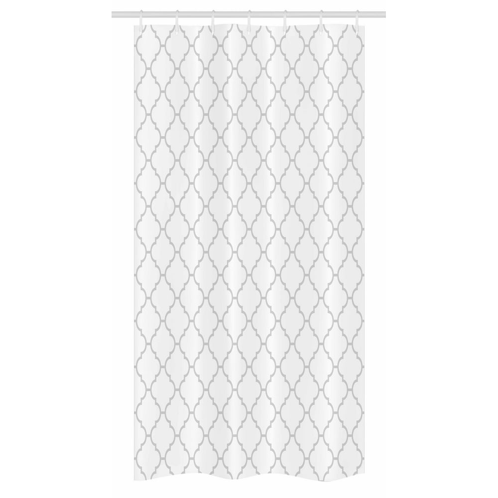 Grey Stall Shower Curtain, Simple Monochrome Patterns Geometric Linked