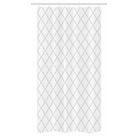 Shower Stall Shower Curtain Grey Stall Shower Curtain, Simple Monochrome Patterns Geometric Linked Forms on Plain Background Modern Figures, Fabric Bathroom Set with Hooks, 36W X 72L Inches Long, White Gray, by Ambesonne ()