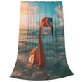 thumbnail image 2 of Fotbe Swimming Goggled Flamingo Manta de Franela Acolchonada con Estampado, Súper Suave y Esponjosa, Extra Grande para Sofá, Cama, Uso Todo el Año-40"x30", 2 of 7