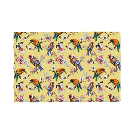 

Rocae Bright Birds Printed Heat Resistant Place Mats Classic Hemstitch Cloth Fabric Placemats Imitation Linen Place Mat Table Mats 18x12 inch