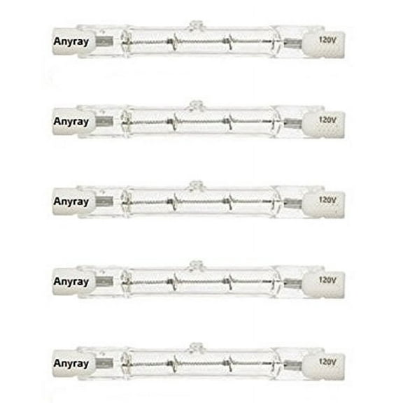 Anyray A1836Y (5)-Pack 200 Watt Light Bulbs SHORT 78 mm 200W 120V Halogen J Type 200Watts 3-1/8' DE clear lamps
