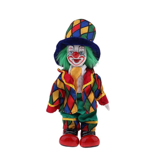 Porcelain Performers Clown Statue Figurine Tabletop Decoration With Party Outfit Festival Accessories For Shelf Display