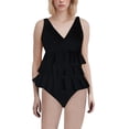 thumbnail image 1 of Duoif Maillot de Bain une Pièce pour Femmes, Maillot de Bain à Volants, Robe de Bain Rétro Couvrante, Maillots de Bain pour Femmes, Contrôle du Ventre, Noir S, 1 of 5