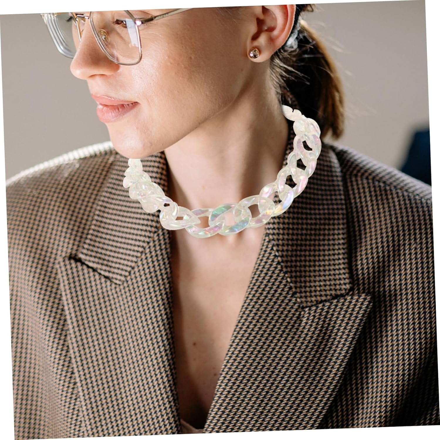 Exaggerated Style Chain Necklace for Women Unique Link Design Statement Jewelry Permanent and Accessory[t417]