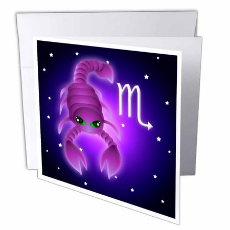 3dRose Cute Astrology Scorpio Zodiac Sign Scorpion, Greeting Cards, 6 x 6 inches, set of 12