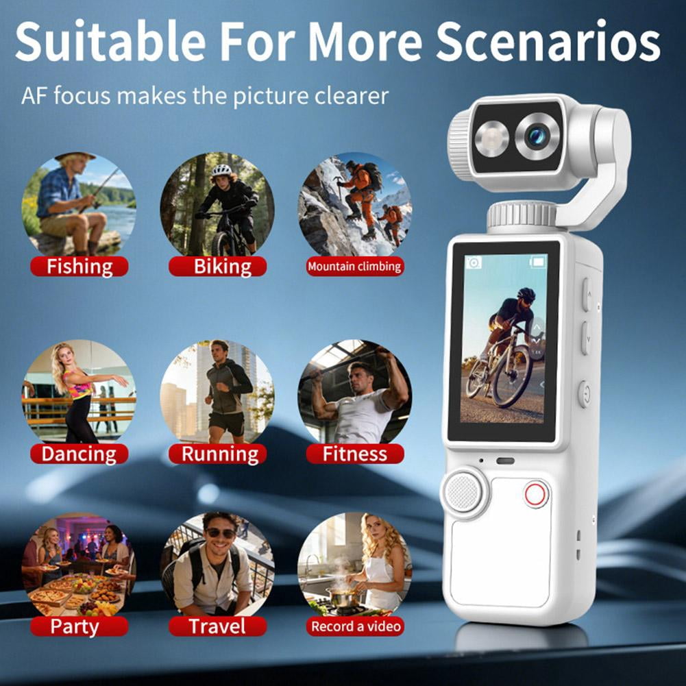 4K HD 180° Rotatable Handheld Camera Mini Video & Audio Pocket Camera Ideal for Outdoor, Bike, Travel, 32GB Included