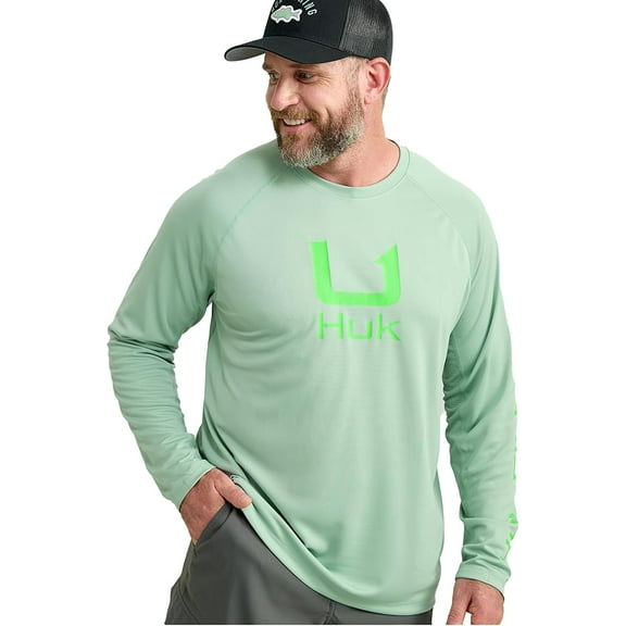 HUK Long Sleeve Shirts HUK Huk Icon Crew Long Sleeve Shirt Fog Green L Buy At Cross Toss Trading