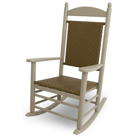POLYWOOD® Jefferson Recycled Plastic Rocking Chair with Woven Seat and Back
